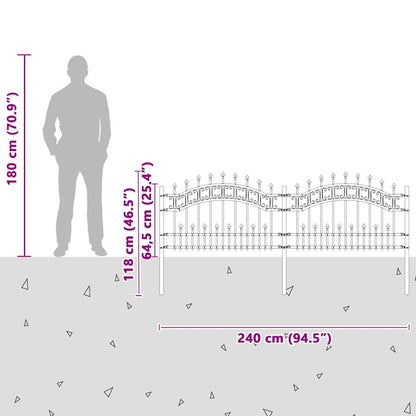 Gartenzaun Grau 115 cm Pulverbeschichteter Stahl