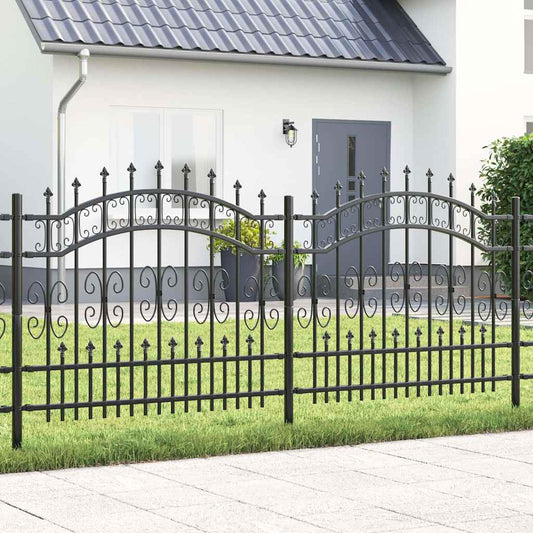 Gartenzaun Grau 140 cm Pulverbeschichteter Stahl