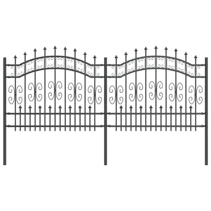 Gartenzaun Grau 140 cm Pulverbeschichteter Stahl