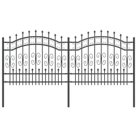 Gartenzaun Grau 140 cm Pulverbeschichteter Stahl