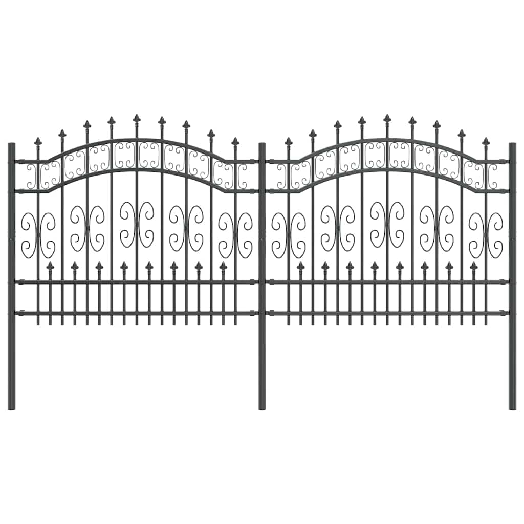 Gartenzaun Grau 140 cm Pulverbeschichteter Stahl