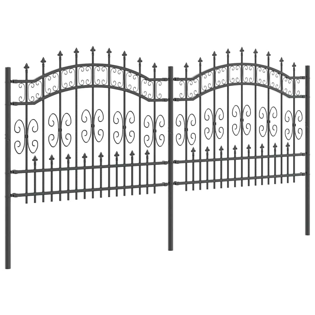Gartenzaun Grau 140 cm Pulverbeschichteter Stahl