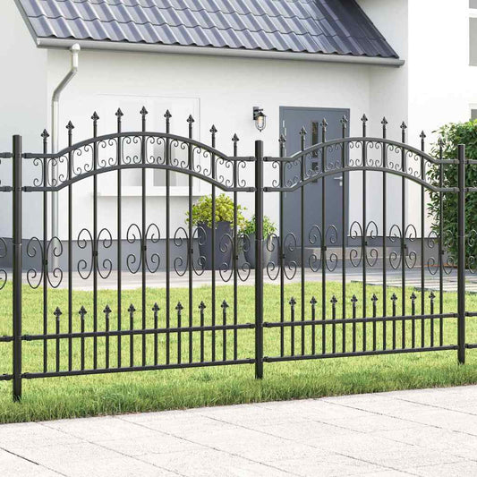 Gartenzaun Grau 165 cm Pulverbeschichteter Stahl