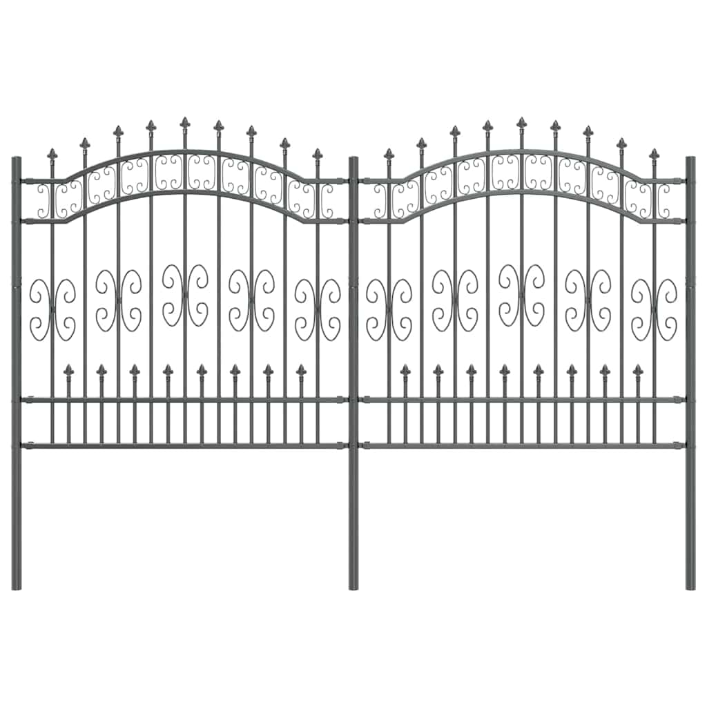 Gartenzaun Grau 165 cm Pulverbeschichteter Stahl