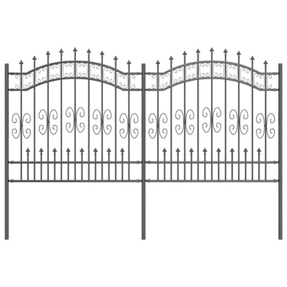 Gartenzaun Grau 165 cm Pulverbeschichteter Stahl