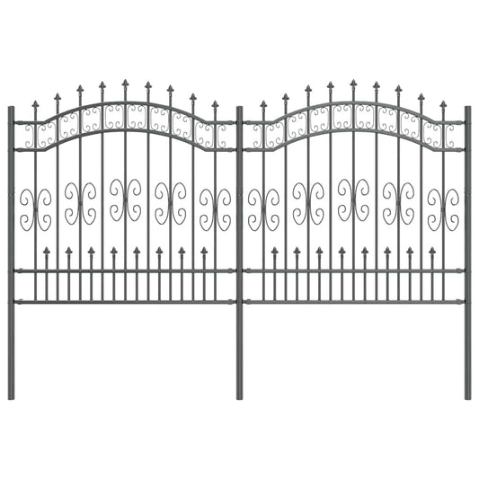 Gartenzaun Grau 165 cm Pulverbeschichteter Stahl