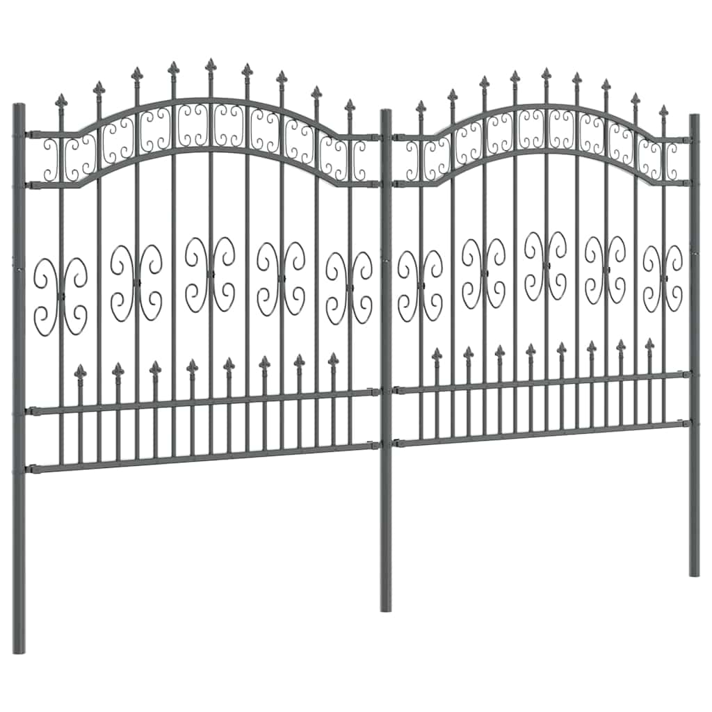 Gartenzaun Grau 165 cm Pulverbeschichteter Stahl