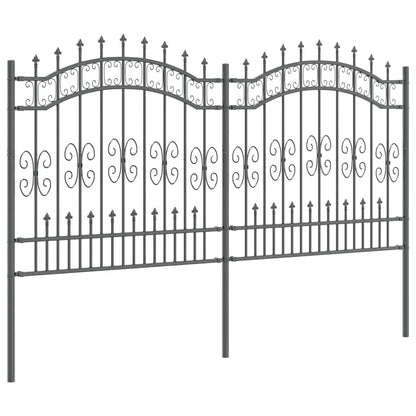 Gartenzaun Grau 165 cm Pulverbeschichteter Stahl