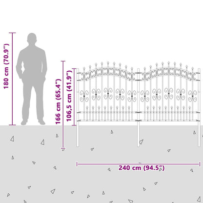 Gartenzaun Grau 165 cm Pulverbeschichteter Stahl
