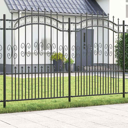 Gartenzaun Grau 190 cm Pulverbeschichteter Stahl