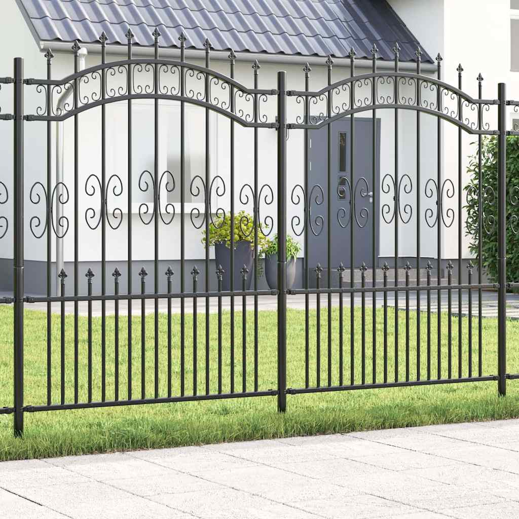 Gartenzaun Grau 190 cm Pulverbeschichteter Stahl