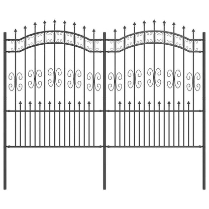 Gartenzaun Grau 190 cm Pulverbeschichteter Stahl