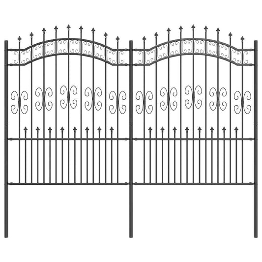 Gartenzaun Grau 190 cm Pulverbeschichteter Stahl