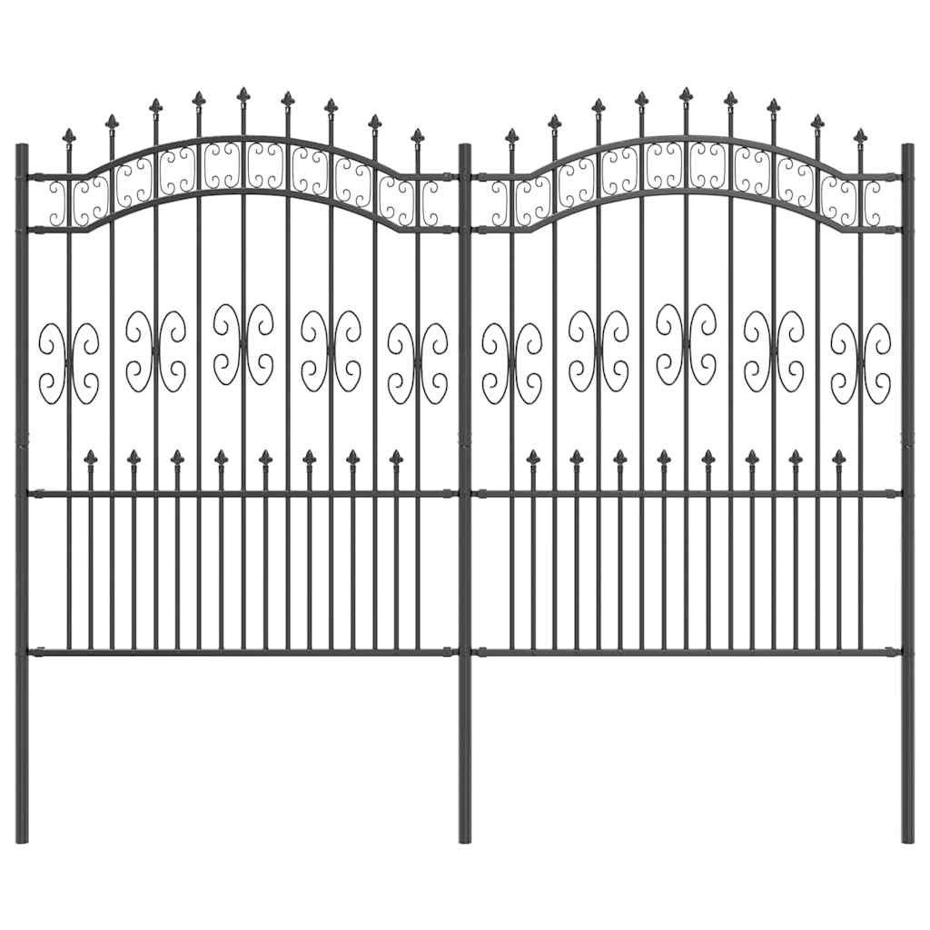 Gartenzaun Grau 190 cm Pulverbeschichteter Stahl