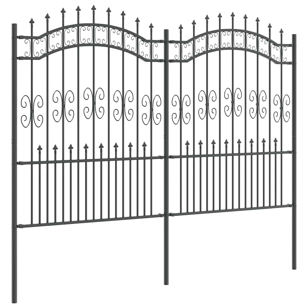 Gartenzaun Grau 190 cm Pulverbeschichteter Stahl