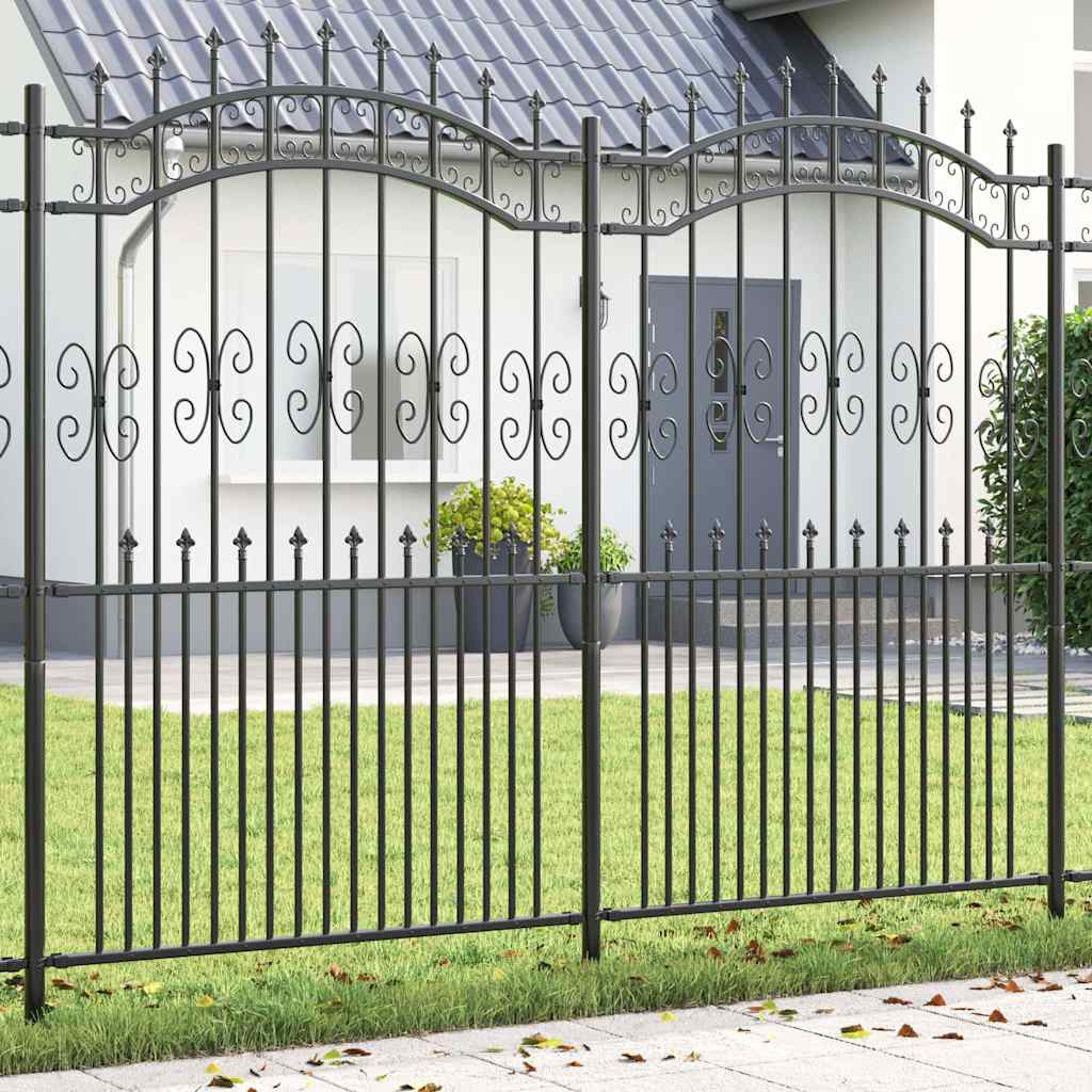Gartenzaun Grau 215 cm Pulverbeschichteter Stahl