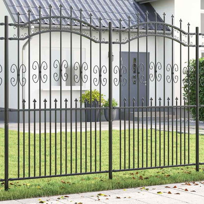 Gartenzaun Grau 215 cm Pulverbeschichteter Stahl