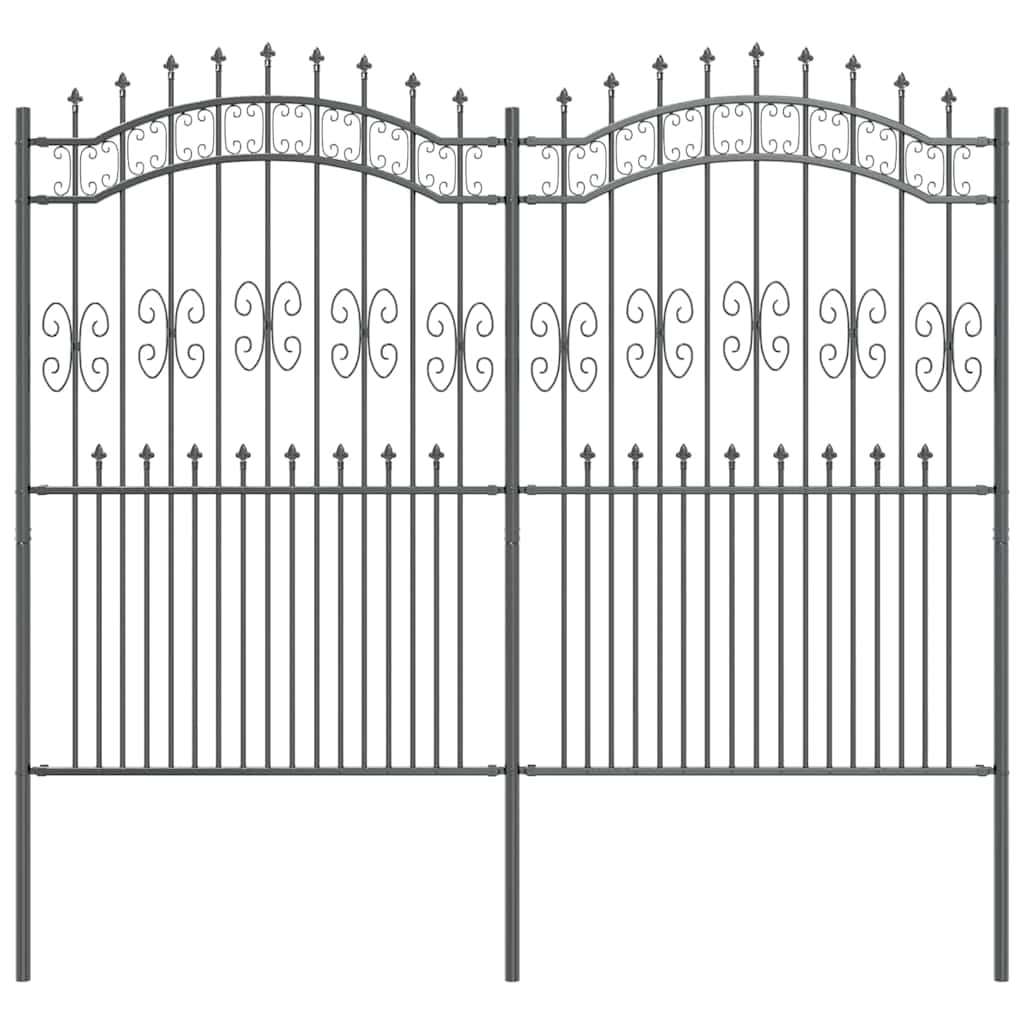 Gartenzaun Grau 215 cm Pulverbeschichteter Stahl