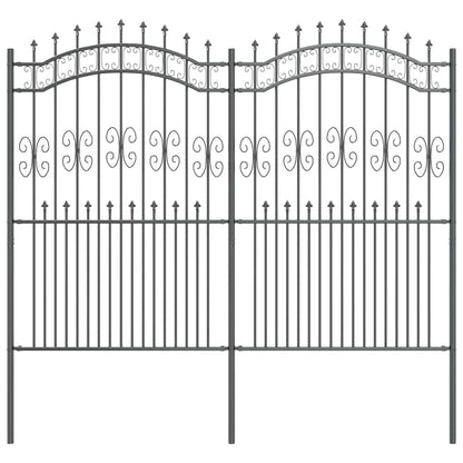 Gartenzaun Grau 215 cm Pulverbeschichteter Stahl
