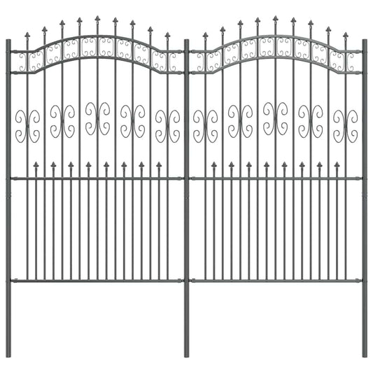 Gartenzaun Grau 215 cm Pulverbeschichteter Stahl