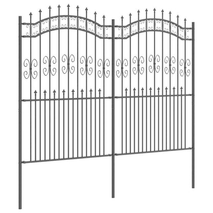 Gartenzaun Grau 215 cm Pulverbeschichteter Stahl
