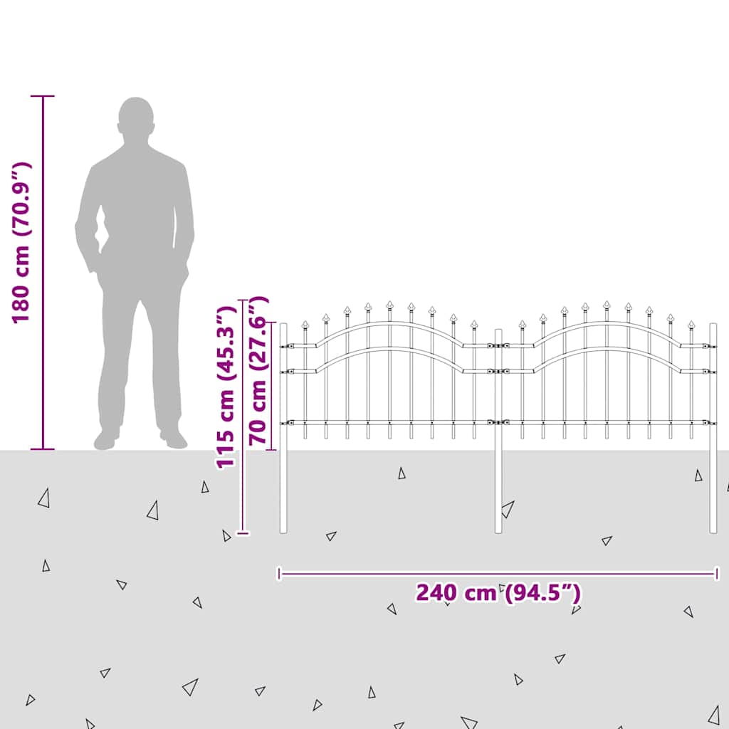 Gartenzaun Weiß 115 cm Pulverbeschichteter Stahl