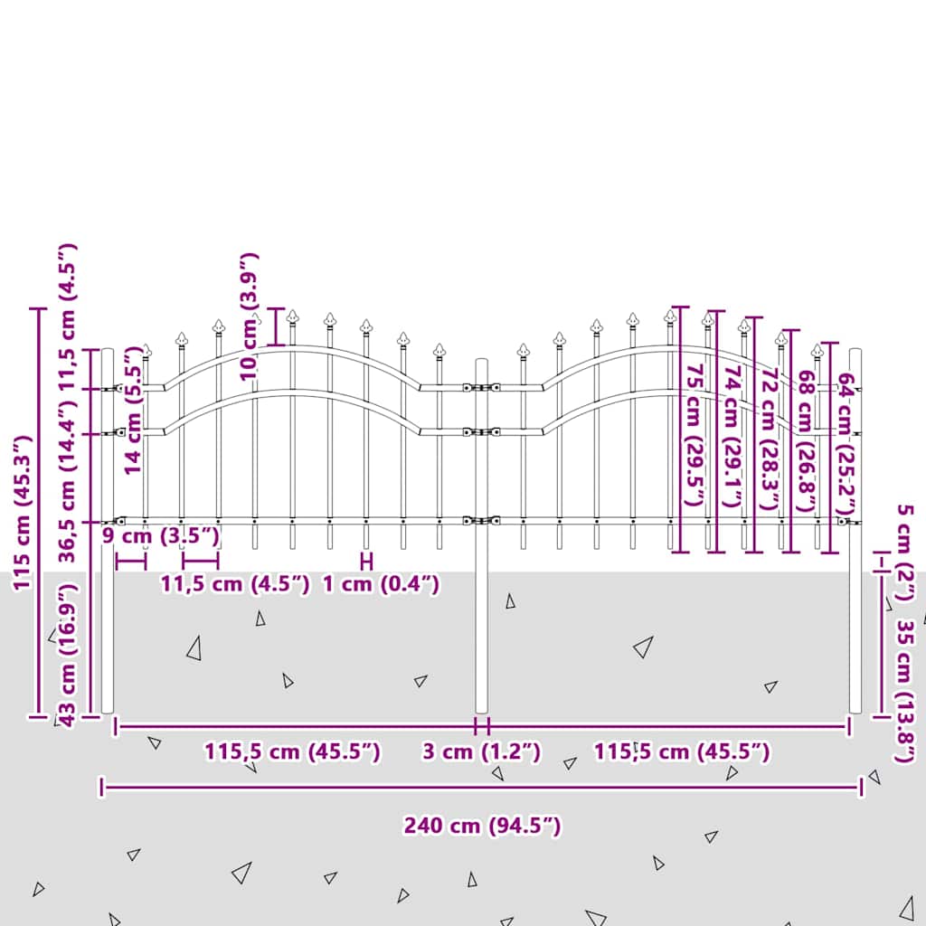 Gartenzaun Weiß 115 cm Pulverbeschichteter Stahl