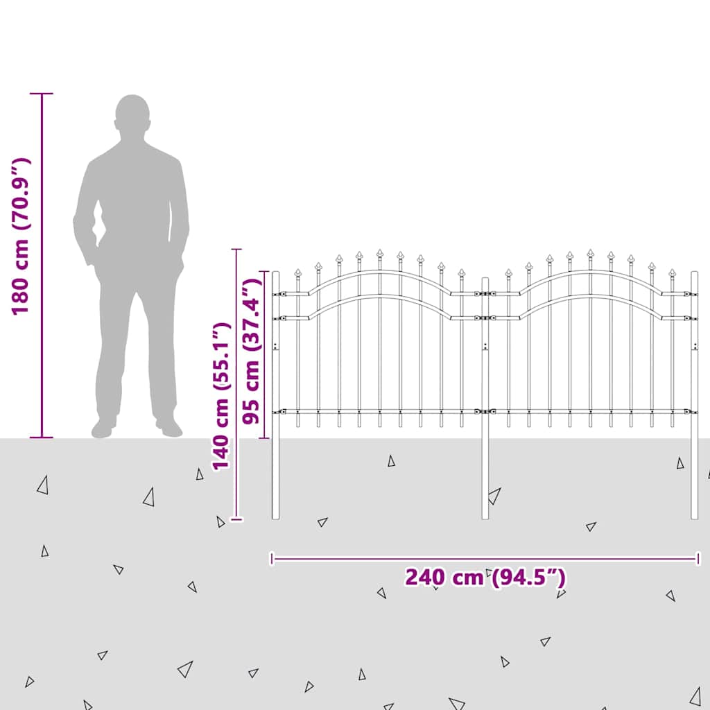 Gartenzaun Weiß 140 cm Pulverbeschichteter Stahl