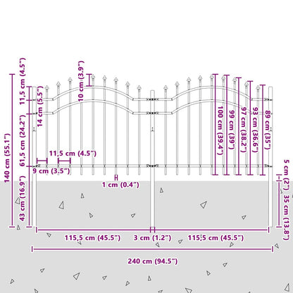 Gartenzaun Weiß 140 cm Pulverbeschichteter Stahl