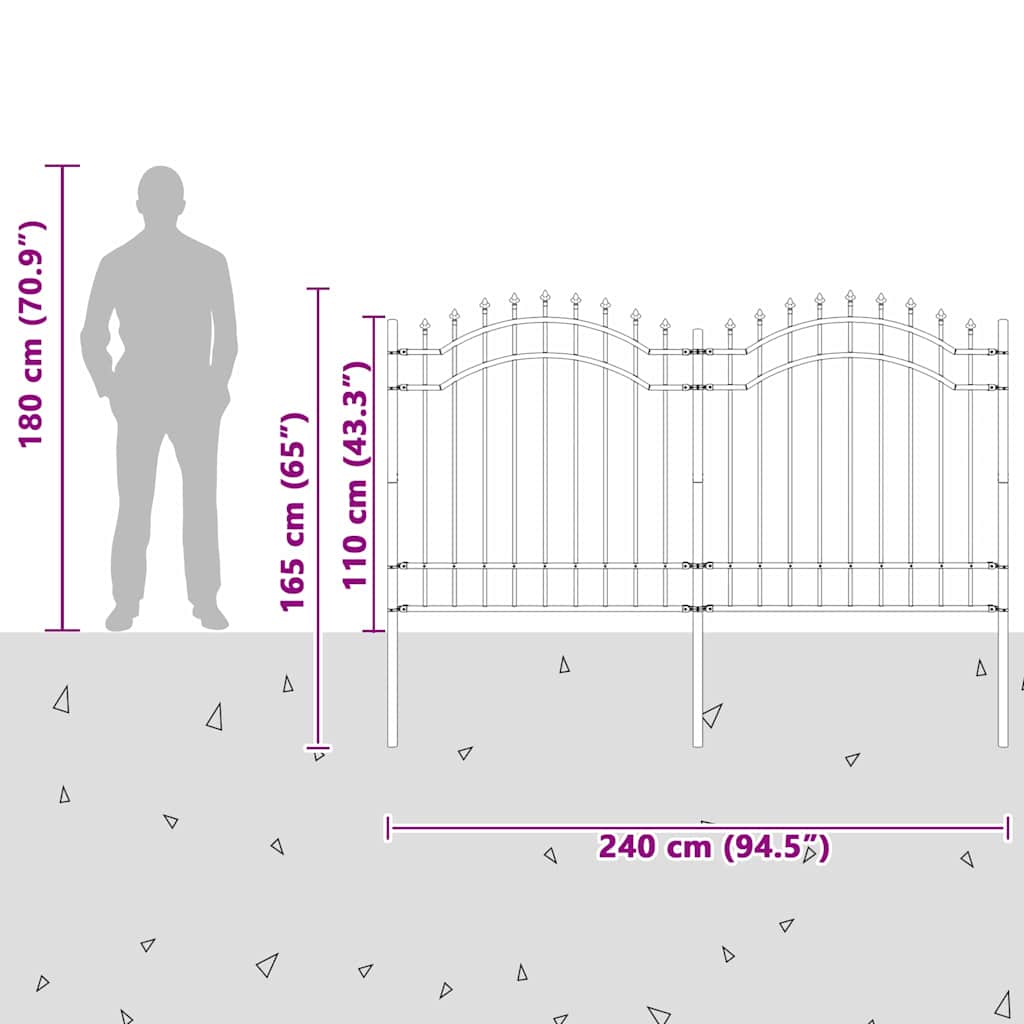 Gartenzaun Weiß 165 cm Pulverbeschichteter Stahl
