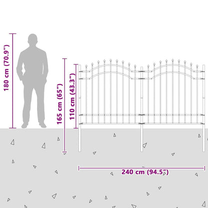 Gartenzaun Weiß 165 cm Pulverbeschichteter Stahl