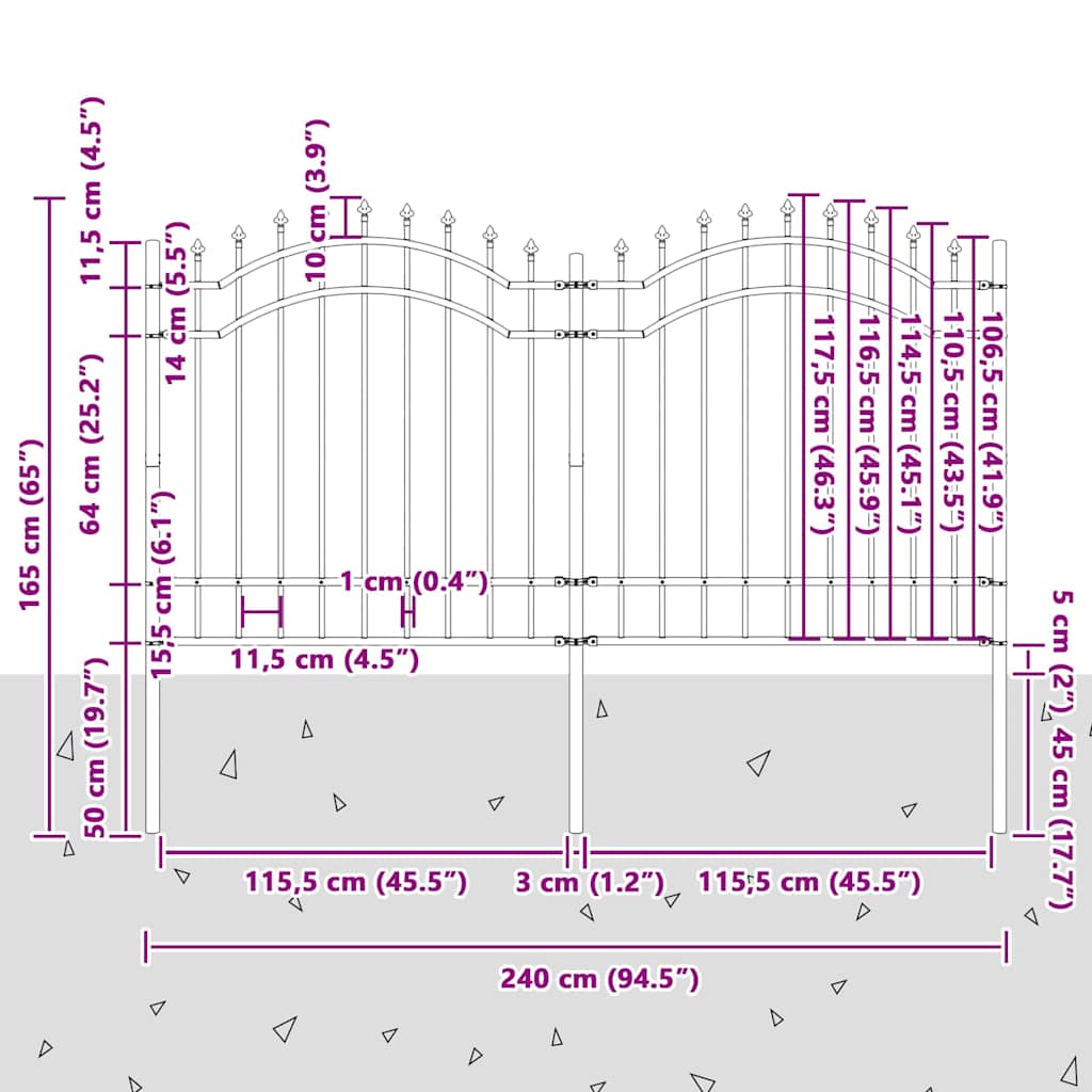 Gartenzaun Weiß 165 cm Pulverbeschichteter Stahl
