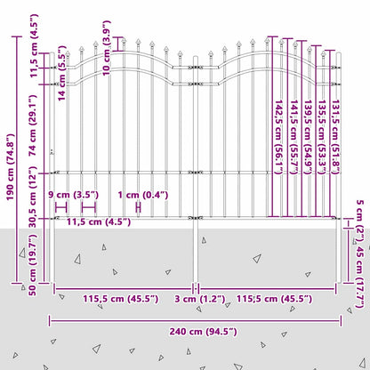 Gartenzaun Weiß 190 cm Pulverbeschichteter Stahl
