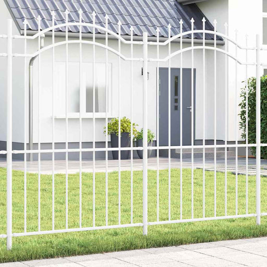 Gartenzaun Weiß 215 cm Pulverbeschichteter Stahl