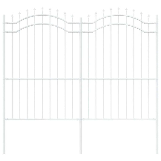 Gartenzaun Weiß 215 cm Pulverbeschichteter Stahl