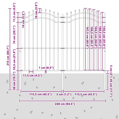 Gartenzaun Weiß 215 cm Pulverbeschichteter Stahl