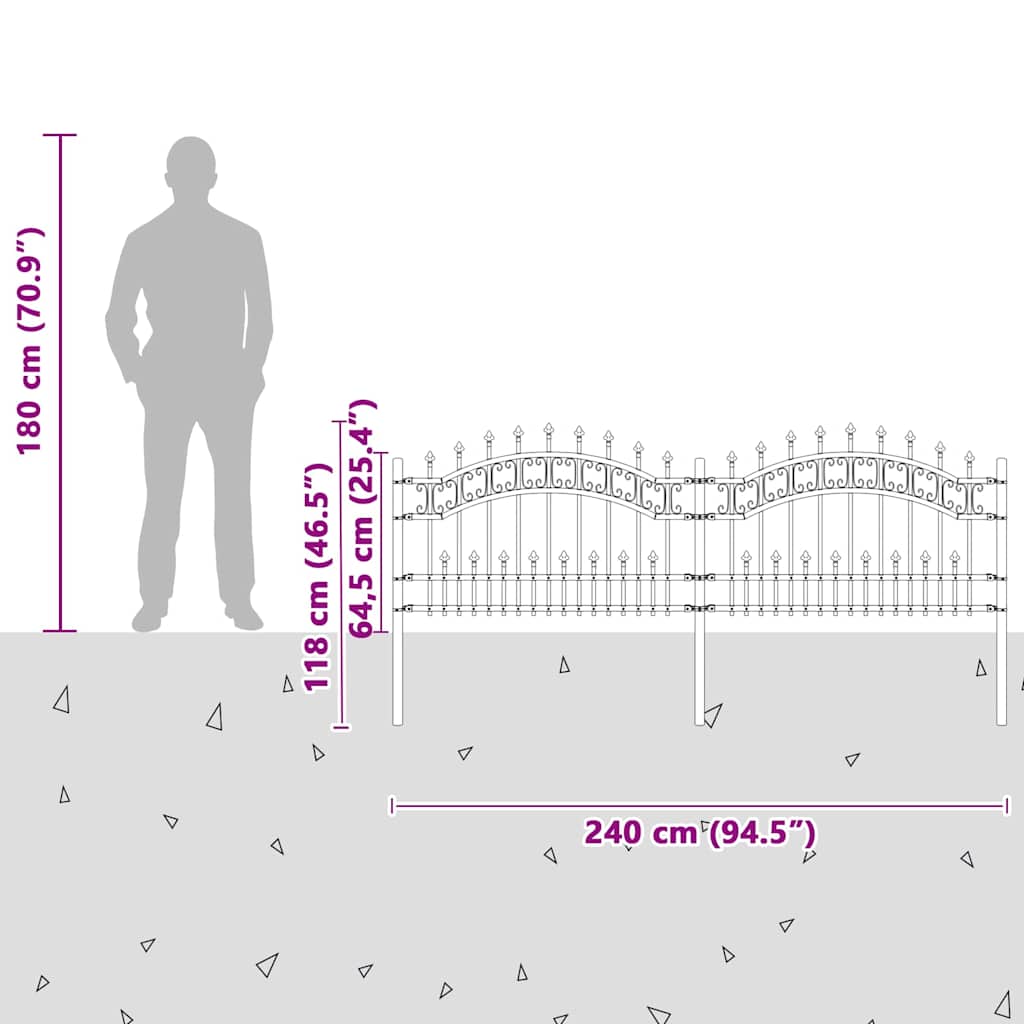 Gartenzaun Weiß 115 cm Pulverbeschichteter Stahl