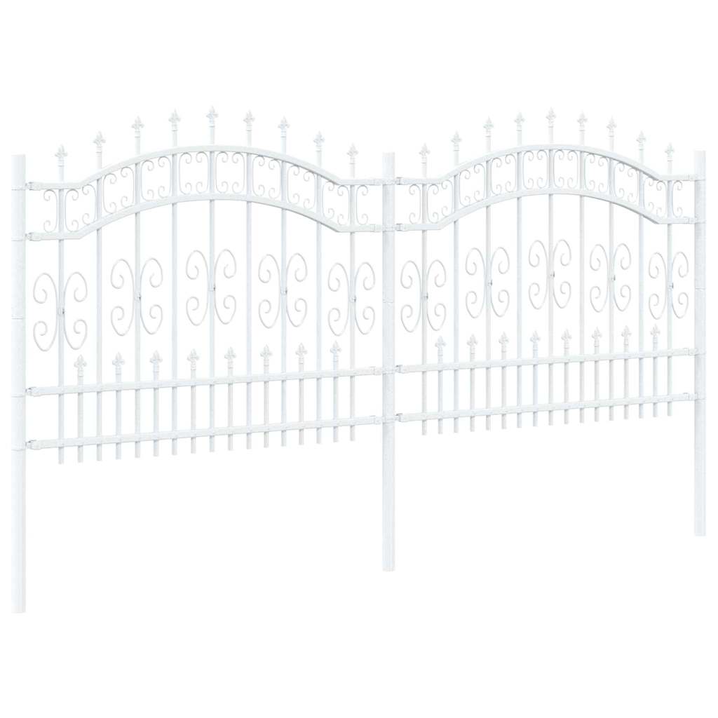Gartenzaun Weiß 140 cm Pulverbeschichteter Stahl