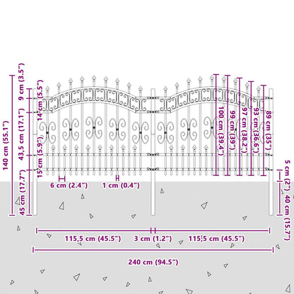 Gartenzaun Weiß 140 cm Pulverbeschichteter Stahl