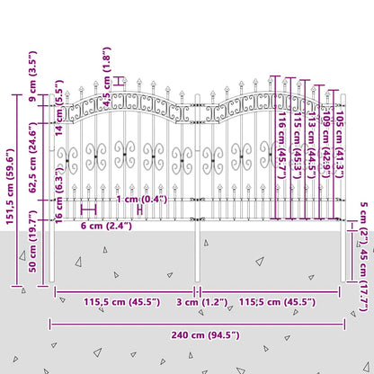 Gartenzaun Weiß 165 cm Pulverbeschichteter Stahl
