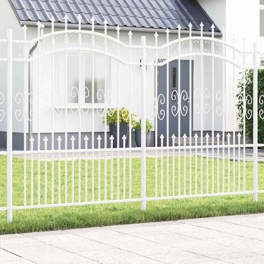 Gartenzaun Weiß 190 cm Pulverbeschichteter Stahl