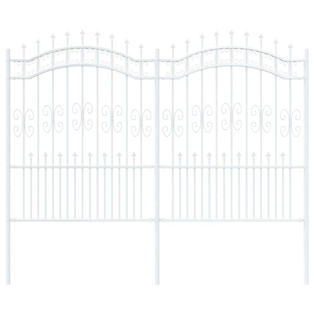 Gartenzaun Weiß 190 cm Pulverbeschichteter Stahl