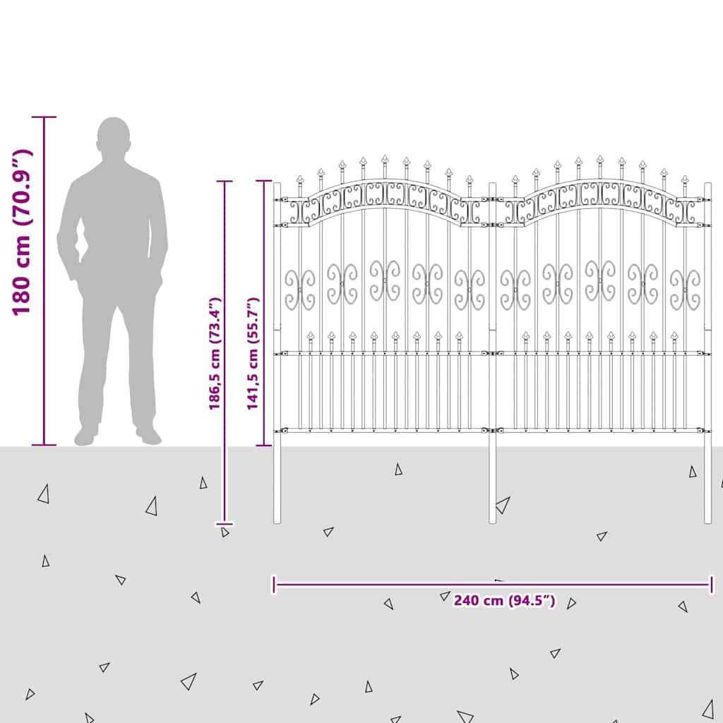 Gartenzaun Weiß 190 cm Pulverbeschichteter Stahl