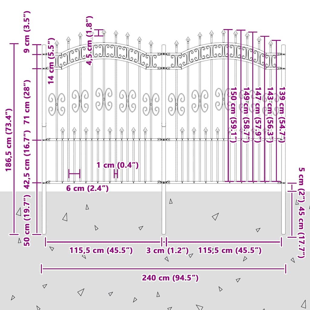 Gartenzaun Weiß 190 cm Pulverbeschichteter Stahl