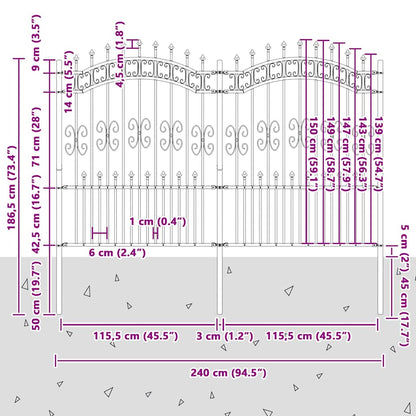 Gartenzaun Weiß 190 cm Pulverbeschichteter Stahl