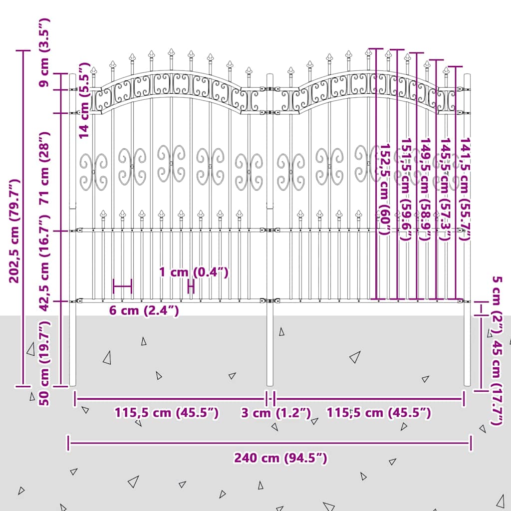 Gartenzaun Weiß 190 cm Pulverbeschichteter Stahl