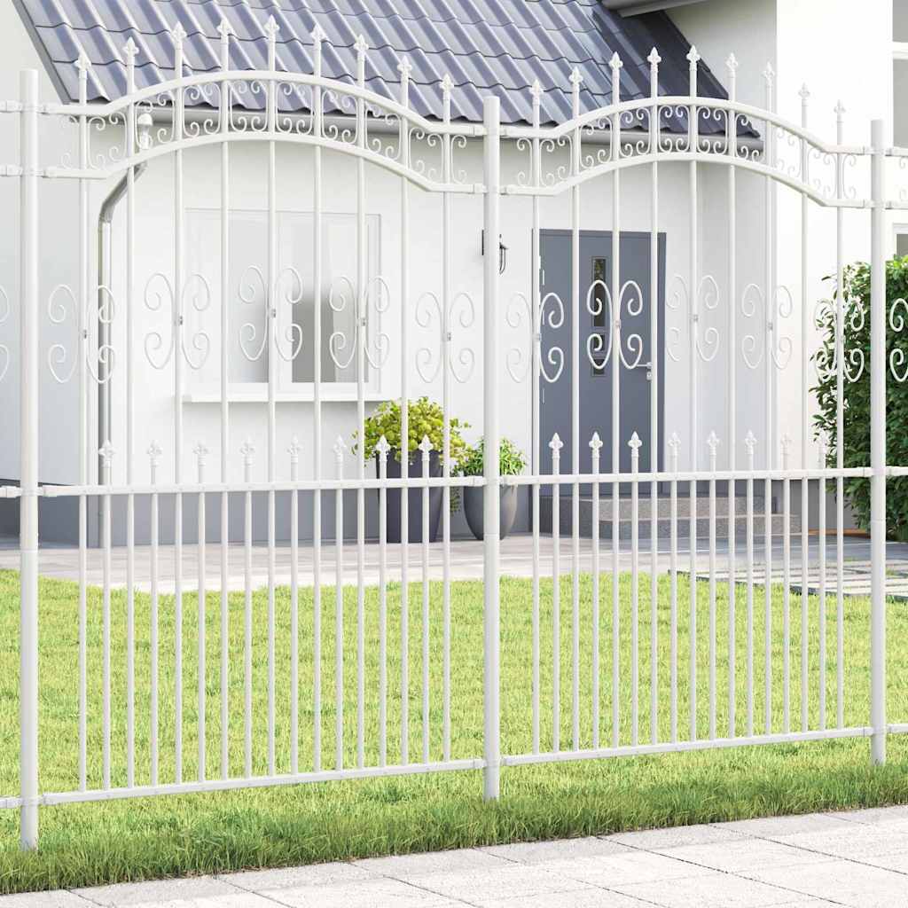 Gartenzaun Weiß 215 cm Pulverbeschichteter Stahl