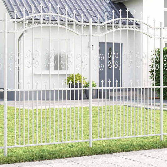 Gartenzaun Weiß 215 cm Pulverbeschichteter Stahl