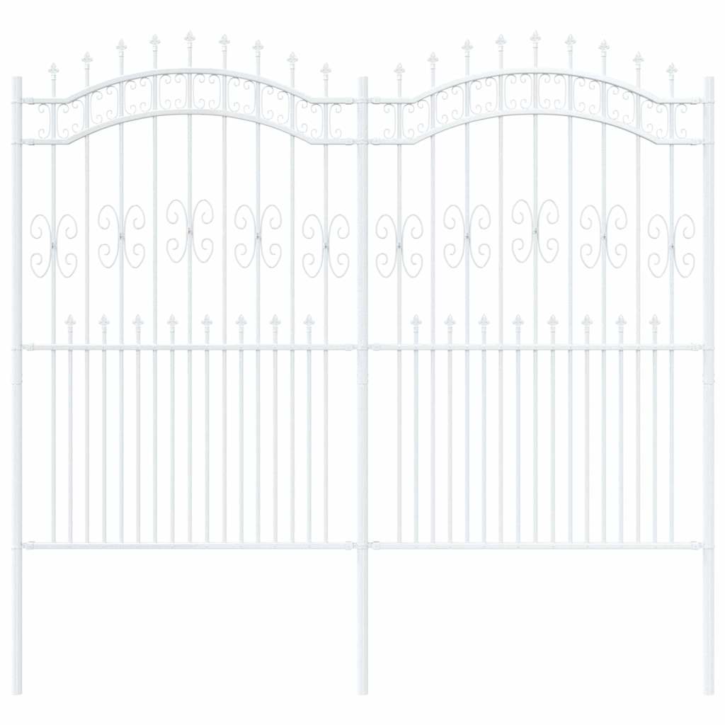 Gartenzaun Weiß 215 cm Pulverbeschichteter Stahl