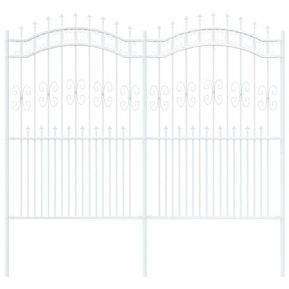 Gartenzaun Weiß 215 cm Pulverbeschichteter Stahl